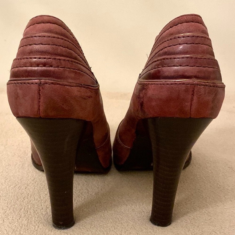 Frye Valerie Piping Purple SZ 8 Dark Cottagecore Goth Leather Ankle Bootie Heels - Picture 9 of 16